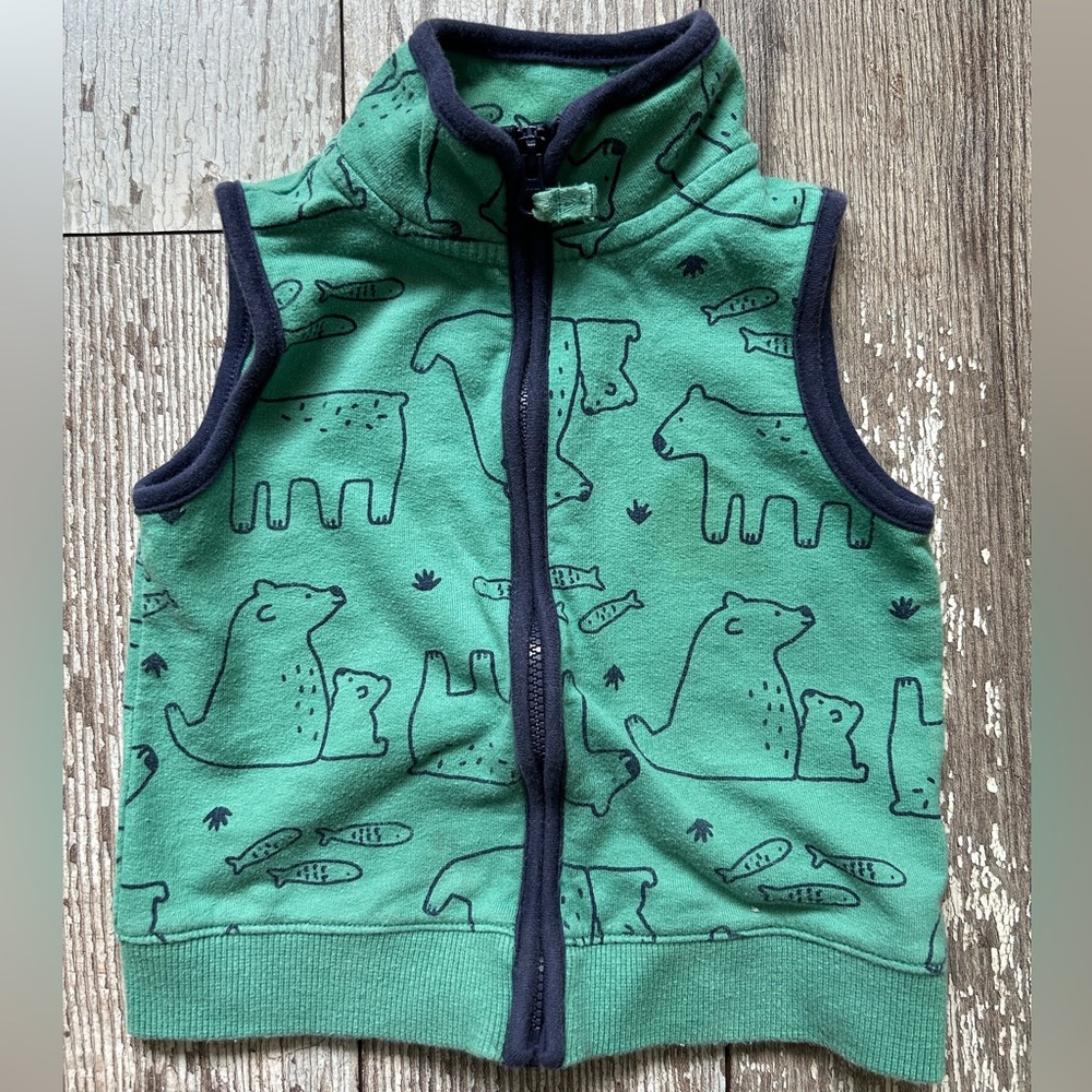Carter’s cotton jersey zip up vest. Boy, Size: 18 months
